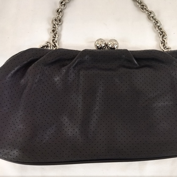 BLACK EVENING CLUTCH w/ Chain by FRANCHI - Picture 8 of 8